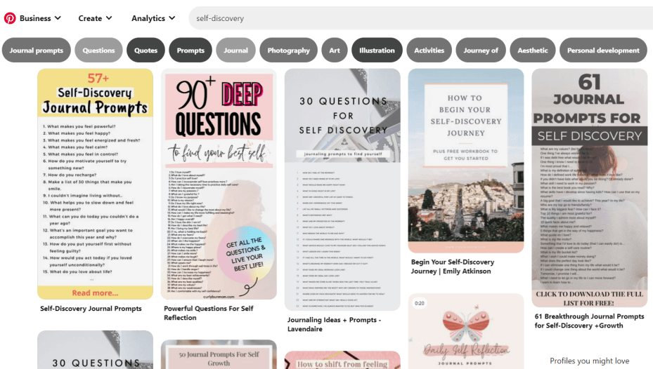 Pinterest keyword research guided search